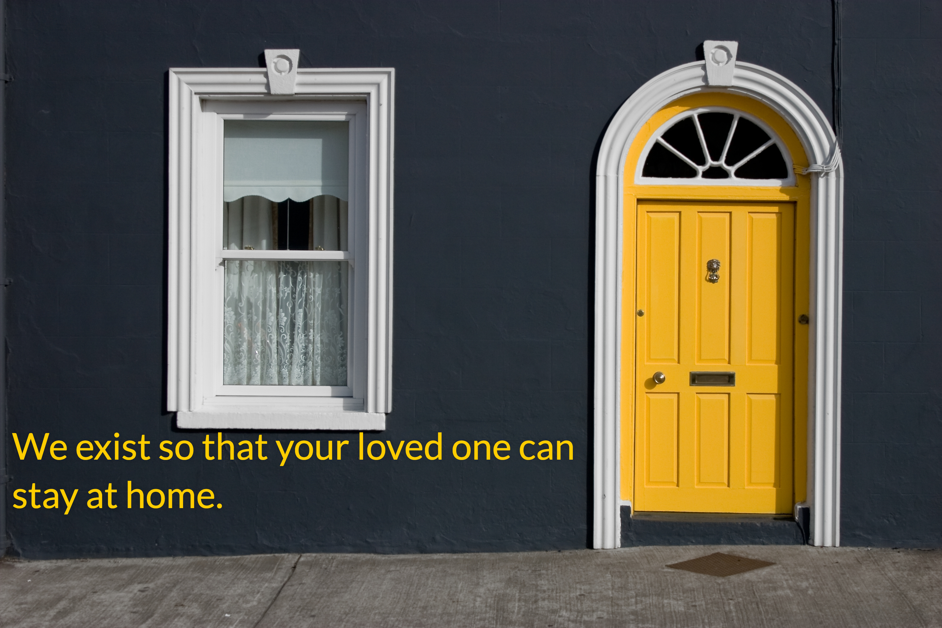 Yellow Door with yellow text for facebook aged care